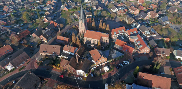 Blick auf das Münsterland Dorf Erle