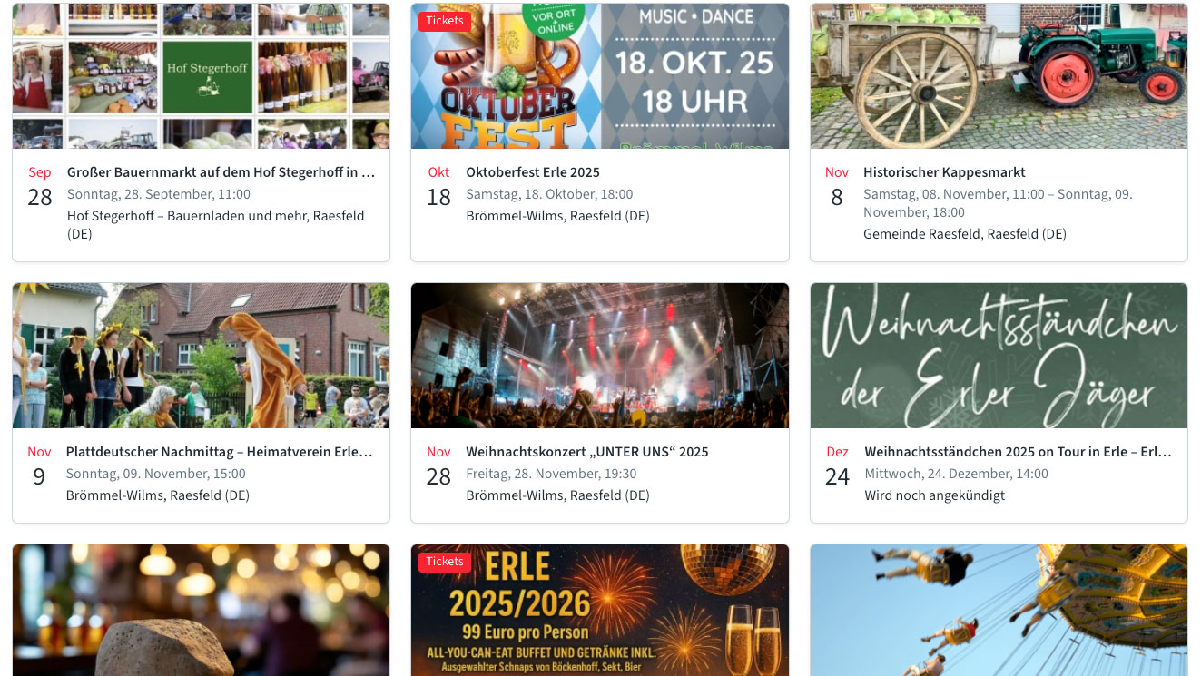 Termine und Veranstaltungen in Münsterland Dorf Erle – Blog Beitrag